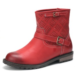 Women Comfy Soft Breathable Hollow Slip On Flat Short Boots