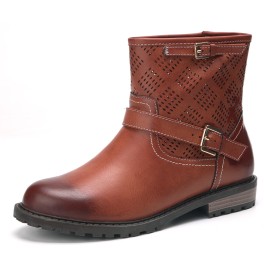 Women Comfy Soft Breathable Hollow Slip On Flat Short Boots