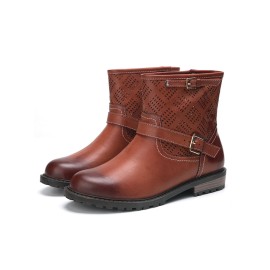 Women Comfy Soft Breathable Hollow Slip On Flat Short Boots