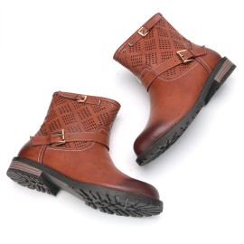 Women Comfy Soft Breathable Hollow Slip On Flat Short Boots