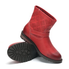 Women Comfy Soft Breathable Hollow Slip On Flat Short Boots