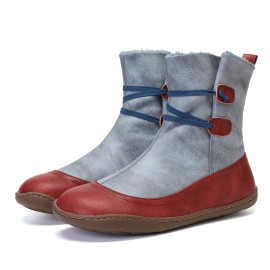 Microfibric Leather Slip On Fur Lining Winter Soft Sole Elastic Band Casual Snow Boots