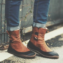 Microfibric Leather Slip On Fur Lining Winter Soft Sole Elastic Band Casual Snow Boots