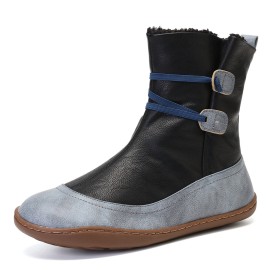 Microfibric Leather Slip On Fur Lining Winter Soft Sole Elastic Band Casual Snow Boots