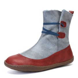 Microfibric Leather Slip On Fur Lining Winter Soft Sole Elastic Band Casual Snow Boots