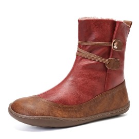 Microfibric Leather Slip On Fur Lining Winter Soft Sole Elastic Band Casual Snow Boots