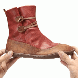 Microfibric Leather Slip On Fur Lining Winter Soft Sole Elastic Band Casual Snow Boots