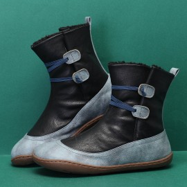 Microfibric Leather Slip On Fur Lining Winter Soft Sole Elastic Band Casual Snow Boots