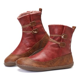Microfibric Leather Slip On Fur Lining Winter Soft Sole Elastic Band Casual Snow Boots