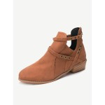 Large Size Women Winter Pointed Toe Zipper Low Heel Short Boots