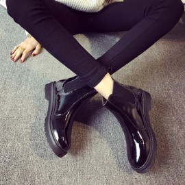 Black Waterproof Ankle Knight European Style Flat Boots
