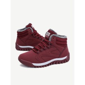 Warm Lining High Top Lace Up Winter Ankle Casual Boots For Women