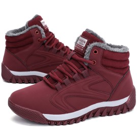 Warm Lining High Top Lace Up Winter Ankle Casual Boots For Women