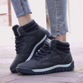 Warm Lining High Top Lace Up Winter Ankle Casual Boots For Women