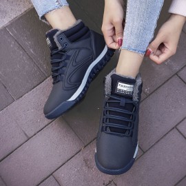 Warm Lining High Top Lace Up Winter Ankle Casual Boots For Women