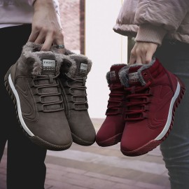 Warm Lining High Top Lace Up Winter Ankle Casual Boots For Women