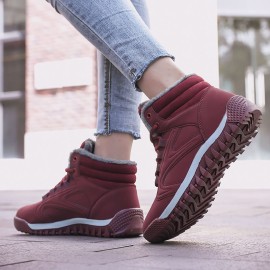 Warm Lining High Top Lace Up Winter Ankle Casual Boots For Women