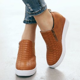 Plus Size Women Casual Splicing Zipper Flat Ankle Short Boots