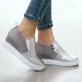 Plus Size Women Casual Splicing Zipper Flat Ankle Short Boots