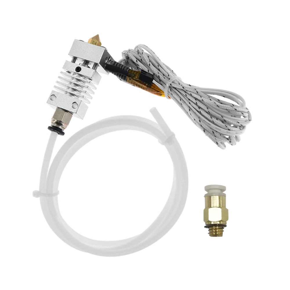 Metal Hotend Extruder Cable Kit with 0.4mm Brass Nozzle Print Head Aluminum Heating Block Thermal Heat Break Throat Tube 1.75mm Filament Size for CR-10 3D Printer