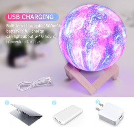 LED Moon Lamp Moon Night Light 3D Printed Large Lunar Lamp with Stand USB Cable 16 Glowing Colors Remote Control & TouchControl Rechargeable Brightness Adjustable Home Light for Children Women Halloween Christmas Birthday Gifts Diameter 10cm/3.9in