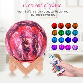 LED Moon Lamp Moon Night Light 3D Printed Large Lunar Lamp with Stand USB Cable 16 Glowing Colors Remote Control & TouchControl Rechargeable Brightness Adjustable Home Light for Children Women Halloween Christmas Birthday Gifts Diameter 10cm/3.9in