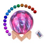 LED Moon Lamp Moon Night Light 3D Printed Large Lunar Lamp with Stand USB Cable 16 Glowing Colors Remote Control & TouchControl Rechargeable Brightness Adjustable Home Light for Children Women Halloween Christmas Birthday Gifts Diameter 10cm/3.9in