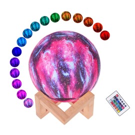 LED Moon Lamp Moon Night Light 3D Printed Large Lunar Lamp with Stand USB Cable 16 Glowing Colors Remote Control & TouchControl Rechargeable Brightness Adjustable Home Light for Children Women Halloween Christmas Birthday Gifts Diameter 10cm/3.9in