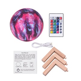 LED Moon Lamp Moon Night Light 3D Printed Large Lunar Lamp with Stand USB Cable 16 Glowing Colors Remote Control & TouchControl Rechargeable Brightness Adjustable Home Light for Children Women Halloween Christmas Birthday Gifts Diameter 10cm/3.9in