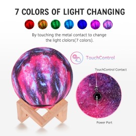 LED Moon Lamp Moon Night Light 3D Printed Large Lunar Lamp with Stand USB Cable 16 Glowing Colors Remote Control & TouchControl Rechargeable Brightness Adjustable Home Light for Children Women Halloween Christmas Birthday Gifts Diameter 10cm/3.9in