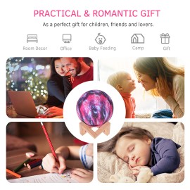 LED Moon Lamp Moon Night Light 3D Printed Large Lunar Lamp with Stand USB Cable 16 Glowing Colors Remote Control & TouchControl Rechargeable Brightness Adjustable Home Light for Children Women Halloween Christmas Birthday Gifts Diameter 10cm/3.9in