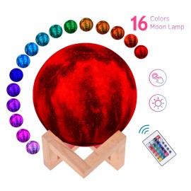 LED Moon Lamp Moon Night Light 3D Printed Large Lunar Lamp with Stand USB Cable 16 Glowing Colors Remote Control & TouchControl Rechargeable Brightness Adjustable Home Light for Children Women Halloween Christmas Birthday Gifts Diameter 10cm/3.9in