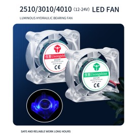 Brushless Cooling Fan Luminous Hydraulic Bearing Fan High Speed Low Noise 25x25x10mm DC 12V with LED Light for 3D Printer Extruder Hotend DIY Mainboard