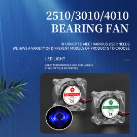 Brushless Cooling Fan Luminous Hydraulic Bearing Fan High Speed Low Noise 25x25x10mm DC 12V with LED Light for 3D Printer Extruder Hotend DIY Mainboard
