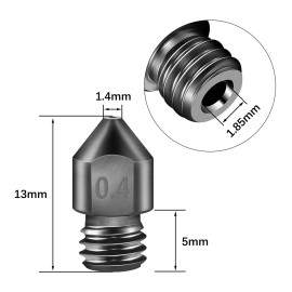 3D Printer Parts Hardened Steel Die Steel 0.4mm Nozzle High Temperature Resistant for 1.75mm Filament Carbon Fiber Fiberglass for Creality 3D Printer Ender 3/3 pro/CR10