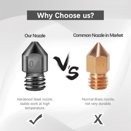 3D Printer Parts Hardened Steel Die Steel 0.4mm Nozzle High Temperature Resistant for 1.75mm Filament Carbon Fiber Fiberglass for Creality 3D Printer Ender 3/3 pro/CR10