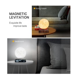 Levitating Moon Lamp Floating and Spinning Moonlight Magnetic Levitation 3D Printing Night Light 3 LED Colors Hover Lamp for Home Office Desk Decor Children   Friends Creative Christmas Gift 100-240V