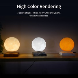 Levitating Moon Lamp Floating and Spinning Moonlight Magnetic Levitation 3D Printing Night Light 3 LED Colors Hover Lamp for Home Office Desk Decor Children   Friends Creative Christmas Gift 100-240V