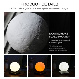 Levitating Moon Lamp Floating and Spinning Moonlight Magnetic Levitation 3D Printing Night Light 3 LED Colors Hover Lamp for Home Office Desk Decor Children   Friends Creative Christmas Gift 100-240V
