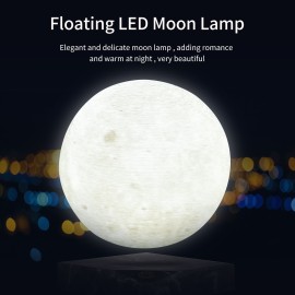 Levitating Moon Lamp Floating and Spinning Moonlight Magnetic Levitation 3D Printing Night Light 3 LED Colors Hover Lamp for Home Office Desk Decor Children   Friends Creative Christmas Gift 100-240V