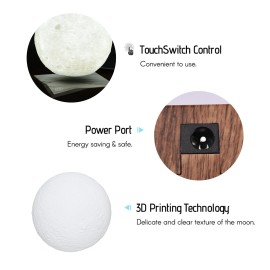 Levitating Moon Lamp Floating and Spinning Moonlight Magnetic Levitation 3D Printing Night Light 3 LED Colors Hover Lamp for Home Office Desk Decor Children   Friends Creative Christmas Gift 100-240V