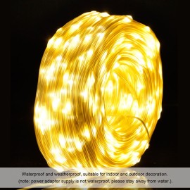 100 LED Rope Lights 33ft 8 Modes Warm Light Changing Waterproof Twinkle Fairy Tube Strip Light for Bedroom Home Kitchen Indoor Outdoor Deck Patio Camping Decor Lighting