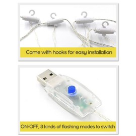3*3-m USB Music Sound Control String Light Starry Curtain Lamp with Remote Home Decoration Lamp