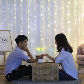 3*3-m USB Music Sound Control String Light Starry Curtain Lamp with Remote Home Decoration Lamp