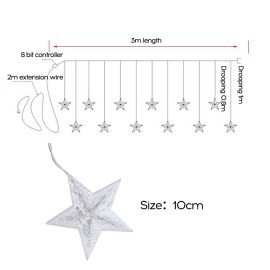 3-M 138 L-EDs Star String Light Home Curtain Decoration Christmas Holiday Party Flashing Light