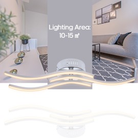 3 Branches L-ED Waved Light White 18W Aluminum Ceiling Light for Bedroom Living Room Decoration Lamp