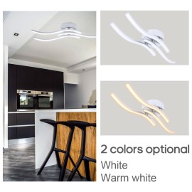 3 Branches L-ED Waved Light White 18W Aluminum Ceiling Light for Bedroom Living Room Decoration Lamp