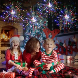 Fairy Firework String Light with Remote Control 120 LEDs Dimmable 8 Lighting Modes Wire Lights Decorative Hanging Starburst Lamp for Christmas Patio Indoor Outdoor Decoration