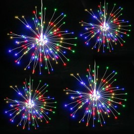 Fairy Firework String Light with Remote Control 120 LEDs Dimmable 8 Lighting Modes Wire Lights Decorative Hanging Starburst Lamp for Christmas Patio Indoor Outdoor Decoration