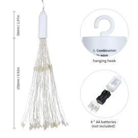 Fairy Firework String Light with Remote Control 120 LEDs Dimmable 8 Lighting Modes Wire Lights Decorative Hanging Starburst Lamp for Christmas Patio Indoor Outdoor Decoration